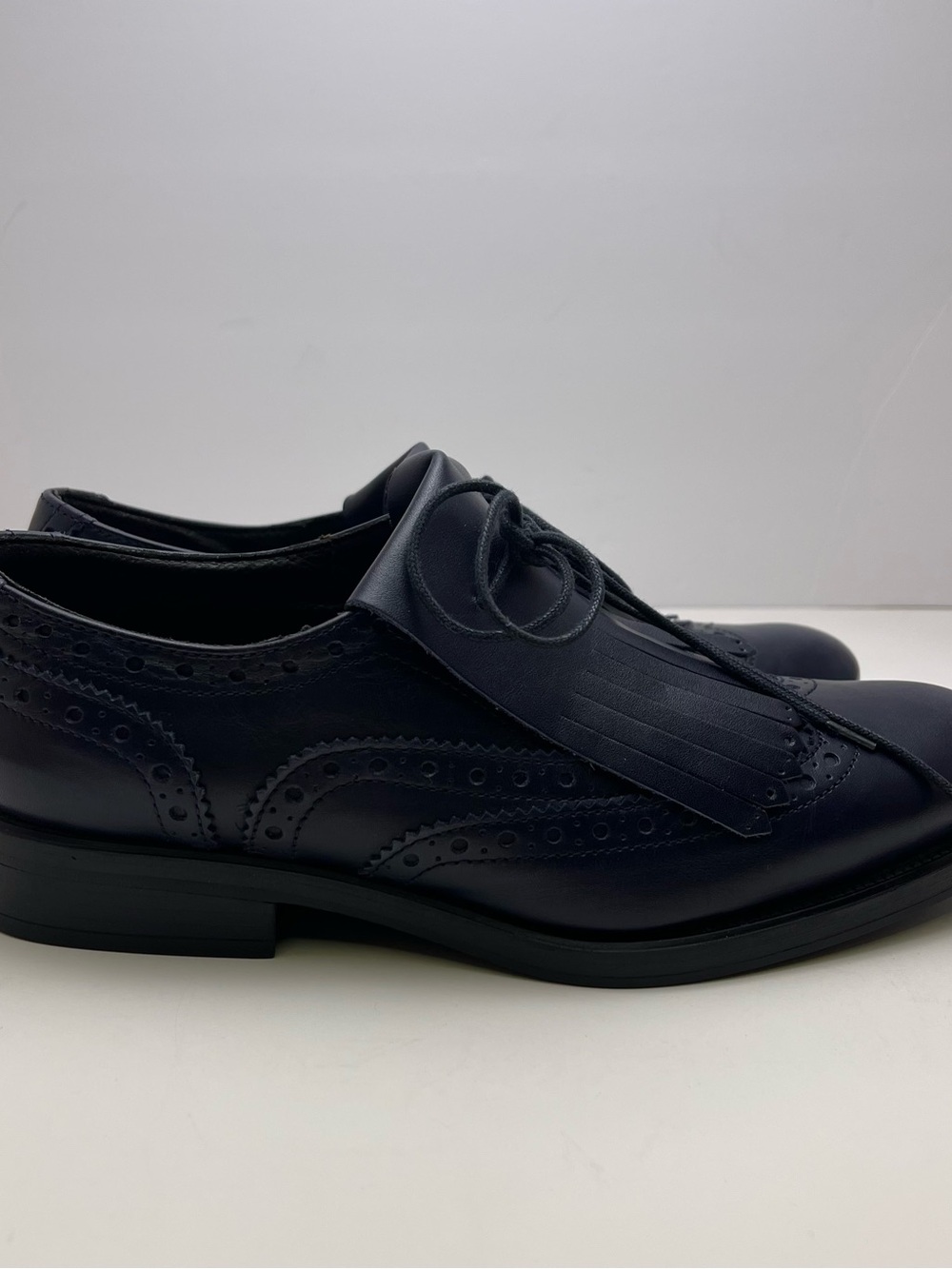 Boemos Women’s Indigo Leather Fringe Kiltie Brogue Wingtip Oxford Lace-Up EU38 - Picture 11 of 16
